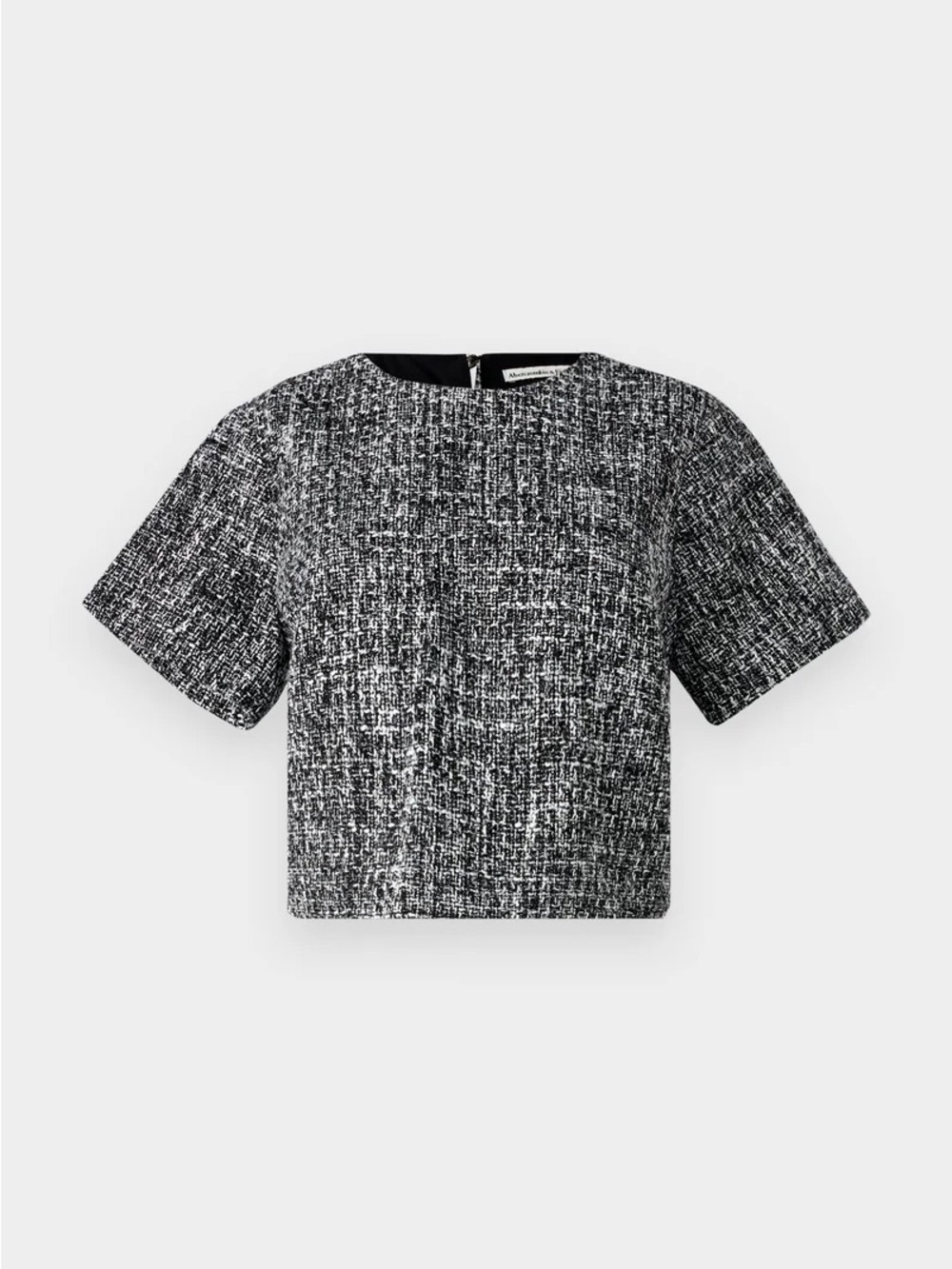 Abercrombie & Fitch Black and White Tweed Boxy Top